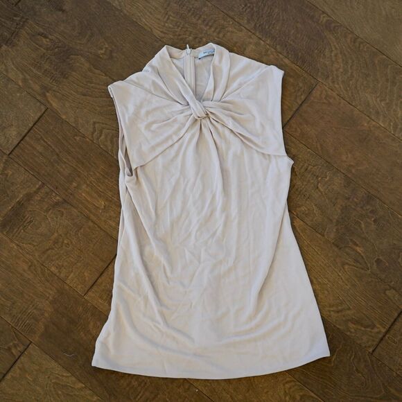 MM Lafleur Sleeveless Blouse‎ Top Cream Knit Crepe Crossover Size XS - Picture 1 of 6